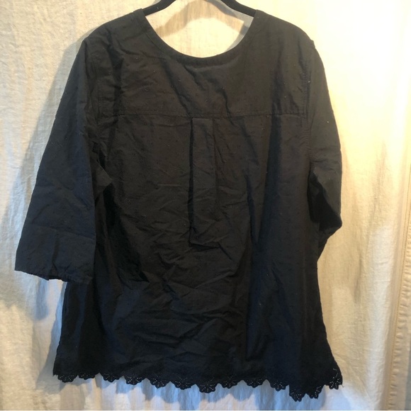 Croft and Barrow cotton Swiss dot and lace edge top with 3/4 sleeve XXL - Picture 6 of 10